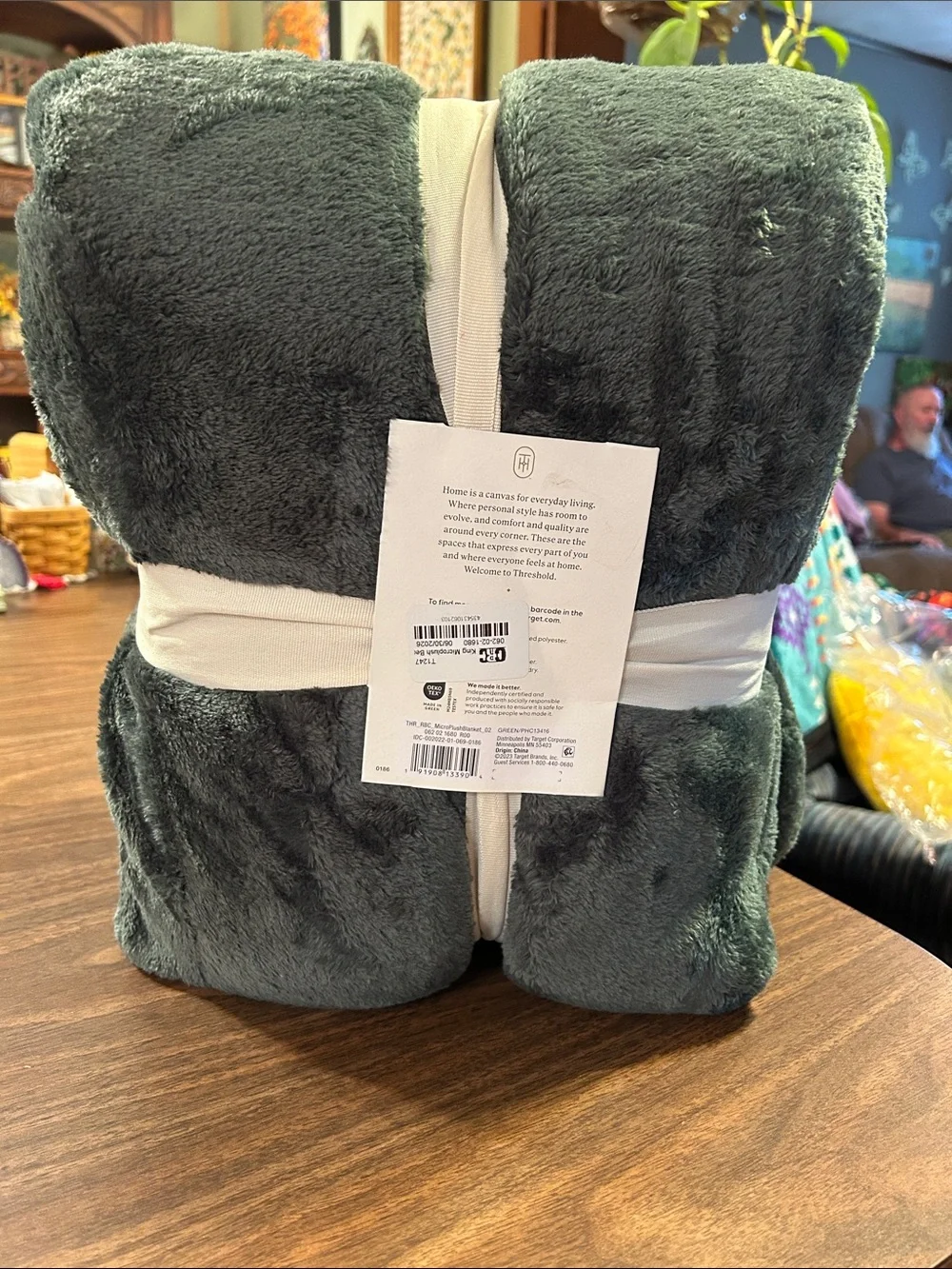 Threshold Microplush Blanket - Deep Green